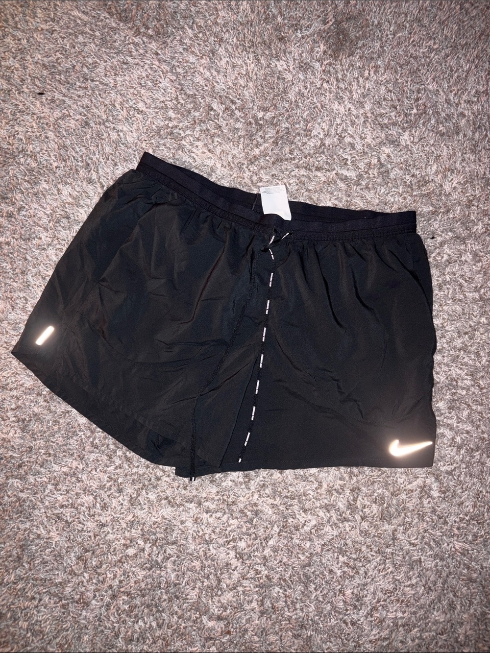 Nike Black Athletic Running Shorts with Reflective Swoosh